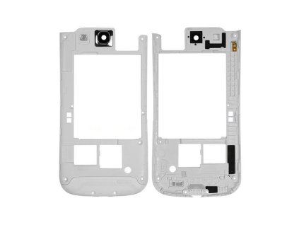 Samsung Galaxy S3, S3 Neo, i9300, i9301, i9305, gyári típusú hátsó keret, kamera gyűrűvel és üveggel, fehér