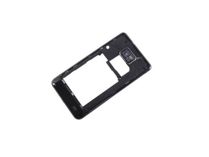 Samsung Galaxy S2, i9100, gyári típusú középső keret kamera takaróval és plexivel, hangerő és on/off (bekapcsolo) gombbal, fekete
