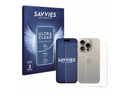 Apple iPhone 15 Pro (Előlapi + Hátlapi) típusú telefonhoz 6db-os Savvies SU75 kijelzőfólia