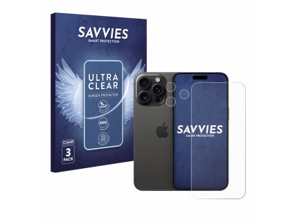 Apple iPhone 15 Pro Max (Előlapi + Kamera) típusú telefonhoz 6db-os Savvies SU75 kijelzőfólia