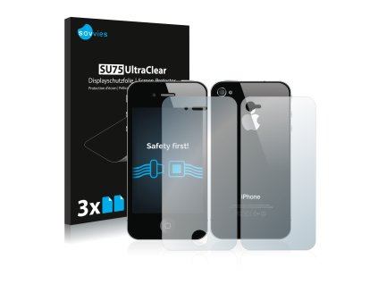 Apple iPhone 4S (Előlapi + Hátlapi) típusú telefonhoz 6db-os Savvies SU75 kijelzőfólia