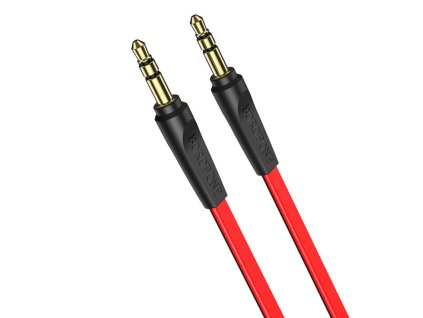 Borofone AUX 2m, lapos audió átjátszó kábel BL6 (3.5mm jack - 3.5mm jack), piros