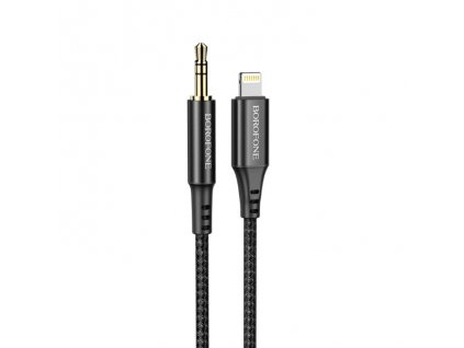 Borofone 1m, lapos iPhone audió átjátszó kábel BL7 (3.5mm jack - Lightning), fekete