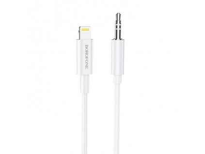 Borofone 1m, lapos iPhone audió átjátszó kábel BL9 (3.5mm jack - Lightning), fehér