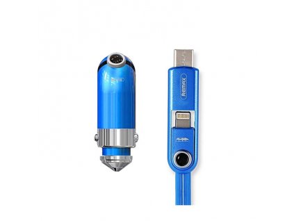 Remax Minion Gru szivargyújtós töltő (USB + Type-C és iPhone lightning) RCC-211, kék