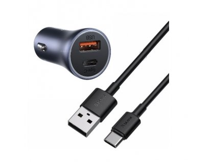 Baseus szivargyújtós gyors töltő type-c kábellel 1M | PD 4.0 | 40W | 3A (TZCCJD-0G), szürke