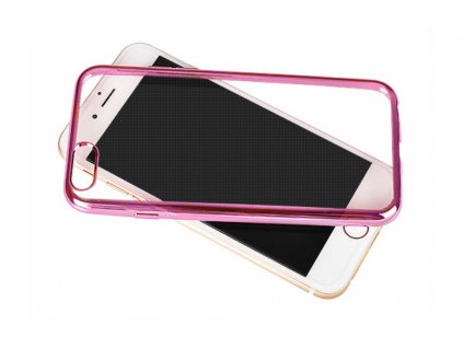 Apple iPhone 4, 4s, átlátszó gumis hátlaptok, körbe pink