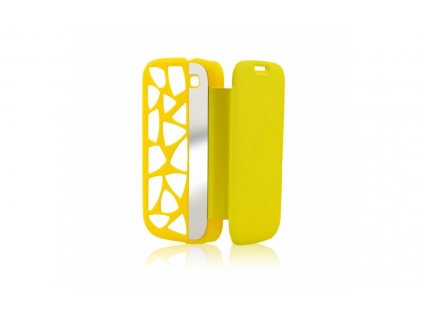 Apple iPhone 4, 4s, Water Cube oldalra nyíló flip tok, lyukacsos, sárga