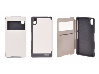 Samsung Galaxy A3, A300, WOW ablakos, oldalra nyíló flip tok, fehér