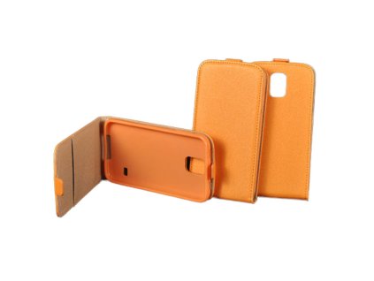 Samsung Galaxy S4, i9500, i9505, i9506, Pocket lefelé nyíló flip tok, narancs