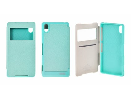 Samsung Galaxy S6, G920, WOW ablakos, oldalra nyíló flip tok, menta