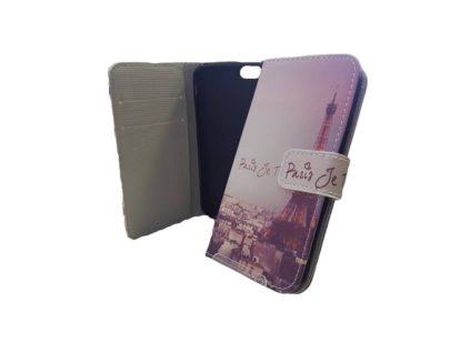 LG K10, K420, mintás oldalra nyíló flip tok, Eiffel 07