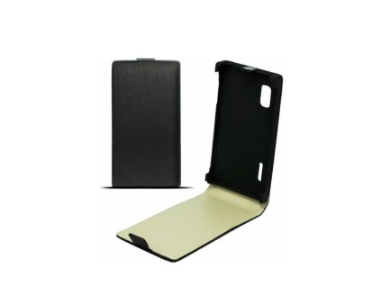 LG Optimus L5, E610, NEO lefelé nyíló flip tok, fekete