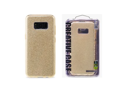 Samsung Galaxy S8, G950, Remax Glitter csillámos gumis hátlaptok, arany
