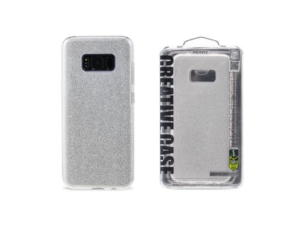 Samsung Galaxy S8, G950, Remax Glitter csillámos gumis hátlaptok, ezüst