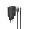 Borofone hálózati töltő adapter 1m iPhone 7, 8, X, 11, 12, 13 Lightning kábellel 2,1A (BN1), fekete