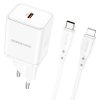 Borofone hálózati töltő adapter Lightning - Type-C kábellel 20W | QC3.0 (BN6), fehér