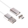 Micro USB kábel, mágneses fém véggel, ezüst