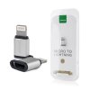 APPACS Lightning (fiú) - Micro USB (lány), átalakító adapter iPhone 5, 6, 7, 8, X, 11, 12, 13 modellekhez, ezüst