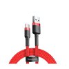 Apple iPhone 5, 6, 7, 8, X, 11, 12 Baseus Cafule 2A Lightning - USB kábel 3M (CALKLF-R09), piros
