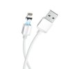 Borofone Lightning - USB kábel, mágneses fém véggel (BX57), fehér