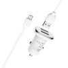 Borofone Lasting szivargyújtós gyors töltő adapter + Micro USB/USB kábel 1M | 2,4A (BZ12), fehér