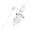 Borofone Lasting szivargyújtós gyors töltő adapter + micro usb/USB kábel 1M | QC 3.0 | 18W | 3A (BZ12A), fehér