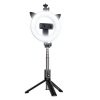 Tripod állvány, körlámpa, szelfi bot fényképekhez, live videózáshoz, Tik Tok, cica füles, LED kör alakú világítással + bluetooth távirányító P40D-3 (kb 90cm)
