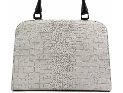 Hajn Dámska kožená kabelka KROKO WHITE sivobiela/čierna