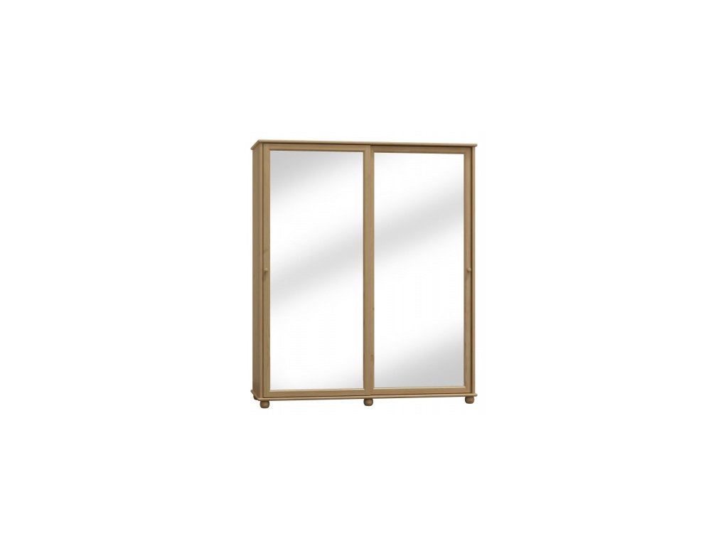 Šatní skříň z borovice s posuvnými dveřmi se zrcadlem Clasik 81  šířka 160 cm