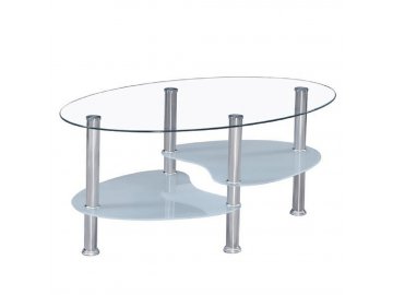 Konferenční stolek, ocel/sklo, WAVE NEW