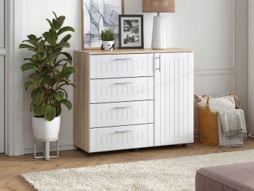 Komoda K-4+1 MDF (Barva bílá)