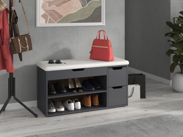 Botník B-07 se sedákem (Barva antracit, Materiál koženka - bílá)