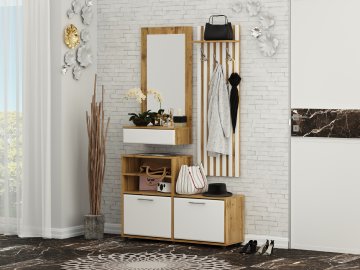 Předsíňová stěna KARMEN MDF (Barva antracit + bílá)