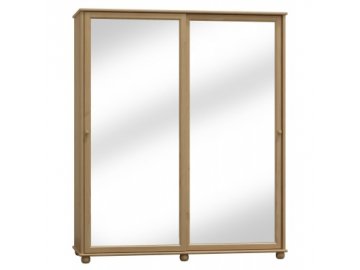 Šatní skříň z borovice s posuvnými dveřmi se zrcadlem Clasik 81 šířka 90 cm