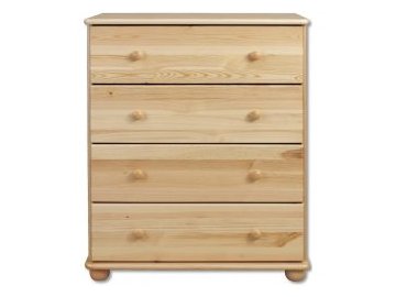 Dřevěná komoda 4 zásuvky  KIK 110 borovice masiv - šířka 80 cm