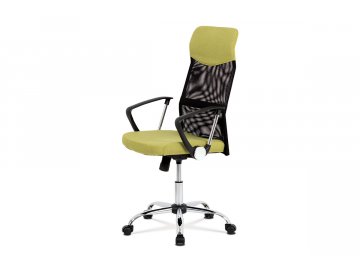 Kancelářská židle řady BASIC, potah zelenožlutá látka a černá síťovina MESH, hou