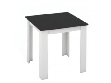Jídelní stůl, bílá / černá, 80x80 cm, KRAZ
