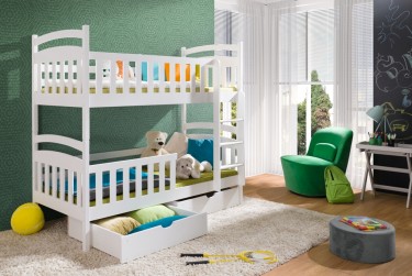 Patrová postel Sebastian s úložným prostorem borovice masiv Odstín postele: barva bílá, Rozměr: 80 x 180 cm