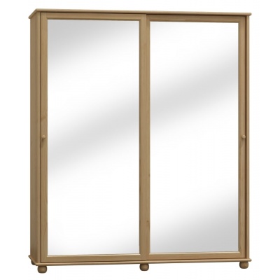 Šatní skříň z borovice s posuvnými dveřmi se zrcadlem Clasik 81 šířka 120 cm Odstíny: Bílá