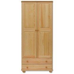 Dřevěná šatní skříň se zásuvkami KIK 111 borovice masiv 180x84x45 cm Odstíny: Ořech