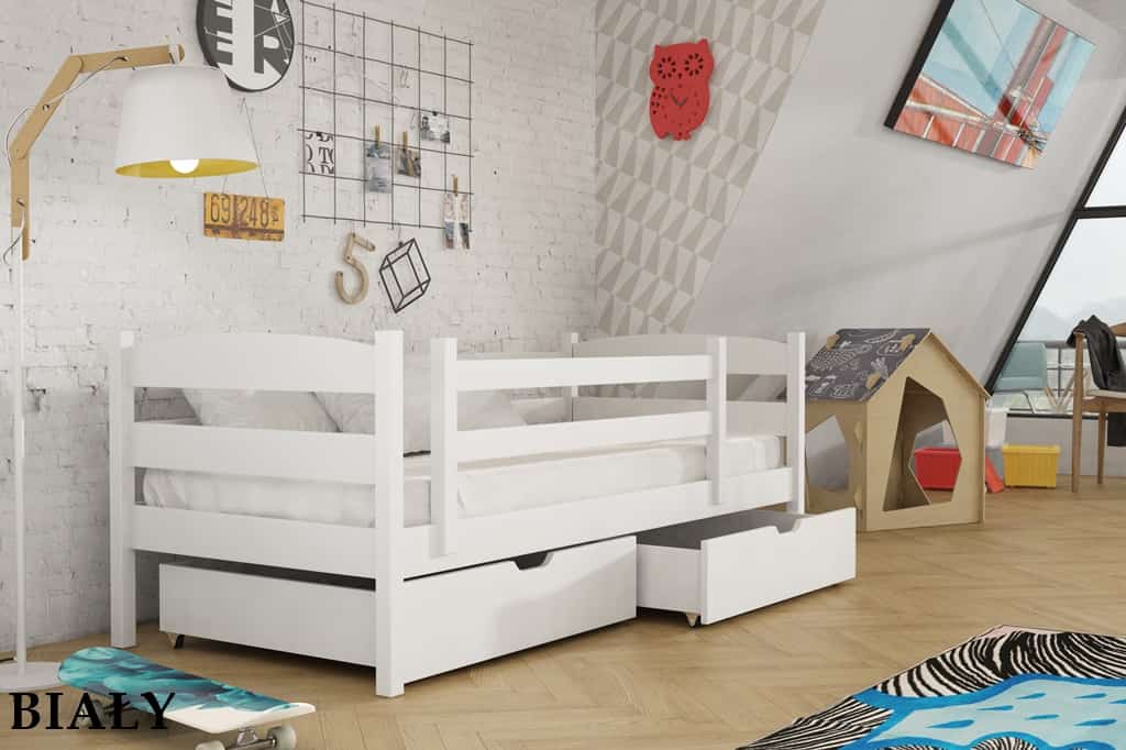 Dřevěná postel Suzan s úložným prostorem Odstín postele: barva bílá, Rozměr: 80 x 180 cm