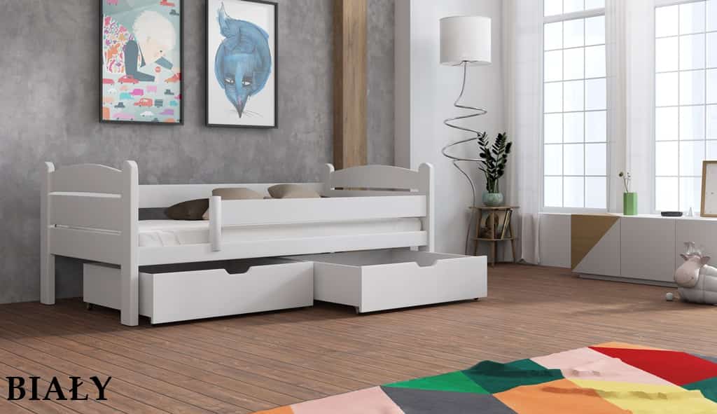 Dřevěná postel Matýsek s úložným prostorem Odstín postele: barva bílá, Rozměr: 80 x 180 cm