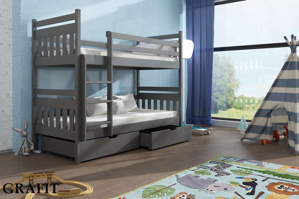 Patrová postel Adámek s úložným prostorem Odstín postele: barva grafit, Rozměr: 80 x 180 cm