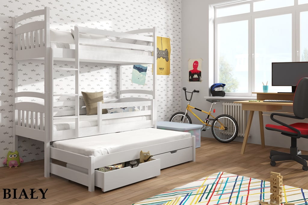Patrová postel Alánek s výsuvným lůžkem a úložným prostorem Odstín postele: barva bílá, Rozměr: 90 x 190 cm