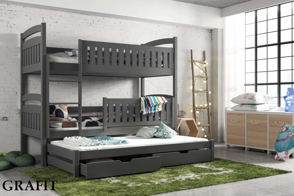 Patrová postel Branka s výsuvným lůžkem a úložným prostorem Odstín postele: barva grafit, Rozměr: 80 x 180 cm