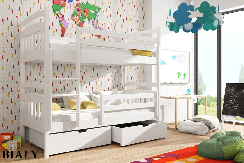 Dřevěná patrová postel Gabriela cm s úložným prostorem Odstín postele: barva bílá, Rozměr: 80 x 180 cm