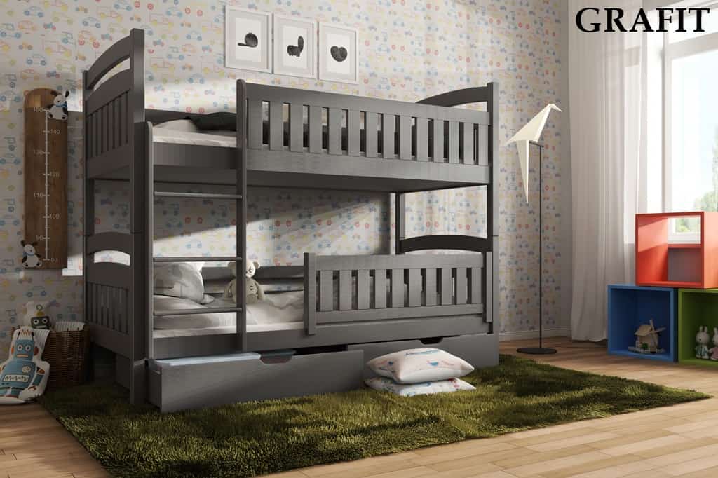 Patrová postel SANGI s úložným prostorem Odstín postele: barva grafit, Rozměr: 80 x 180 cm