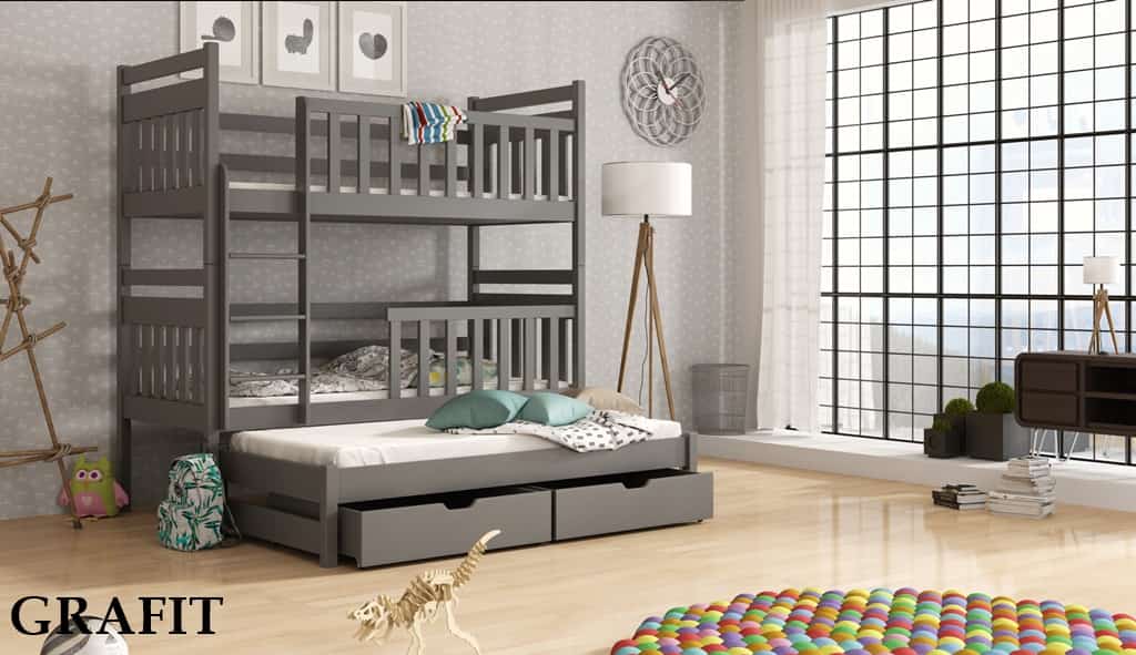 Patrová postel Klárka s výsuvným lůžkem a úložným prostorem Odstín postele: barva grafit, Rozměr: 80 x 180 cm
