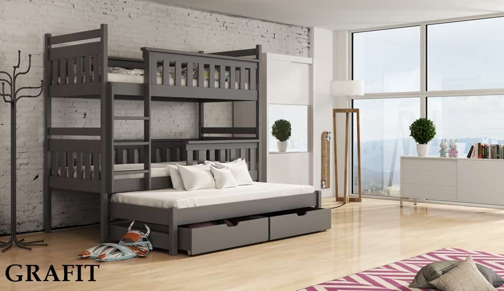 Patrová postel Korsika s výsuvným lůžkem a úložným prostorem Odstín postele: barva grafit, Rozměr: 90 x 190 cm